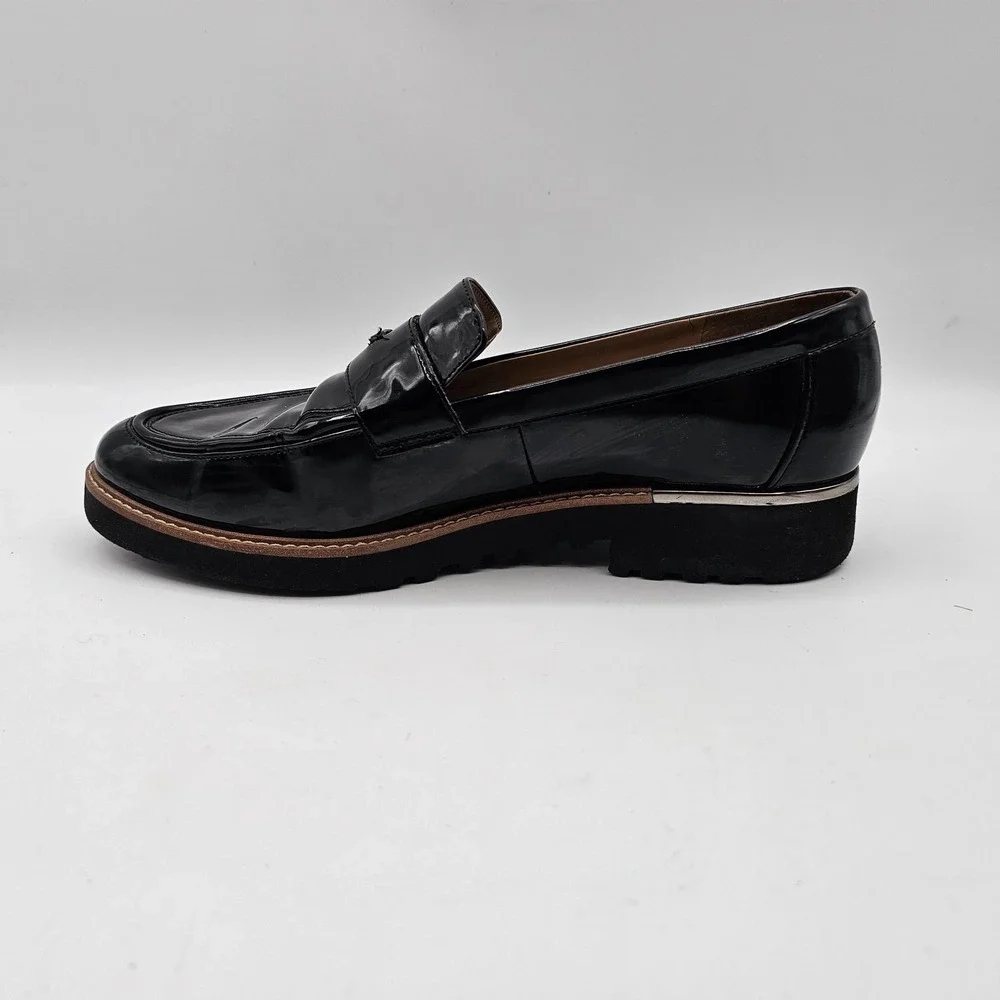 Franco Sarto Camden Shoes Womens Size 9.5 Black‎ Patent Loafer Flats Comfort